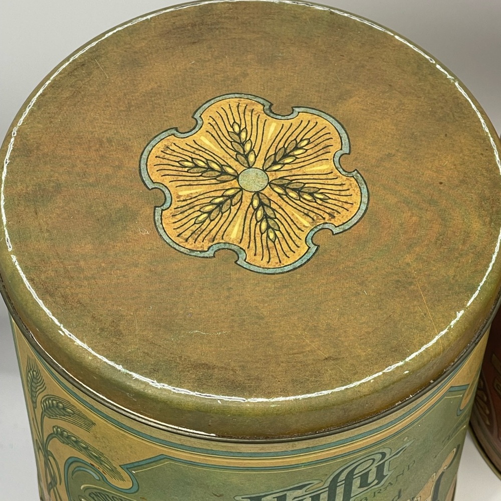 Vintage 4pc Canister Set Metal Ballonoff Flour Sugar Coffee Tea - Picture 6 of 13